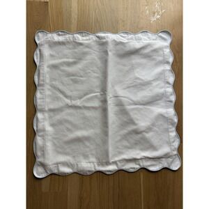 Matouk Diamond Pique Euro Sham White Blue Scalloped Edge 29x29 Made USA
